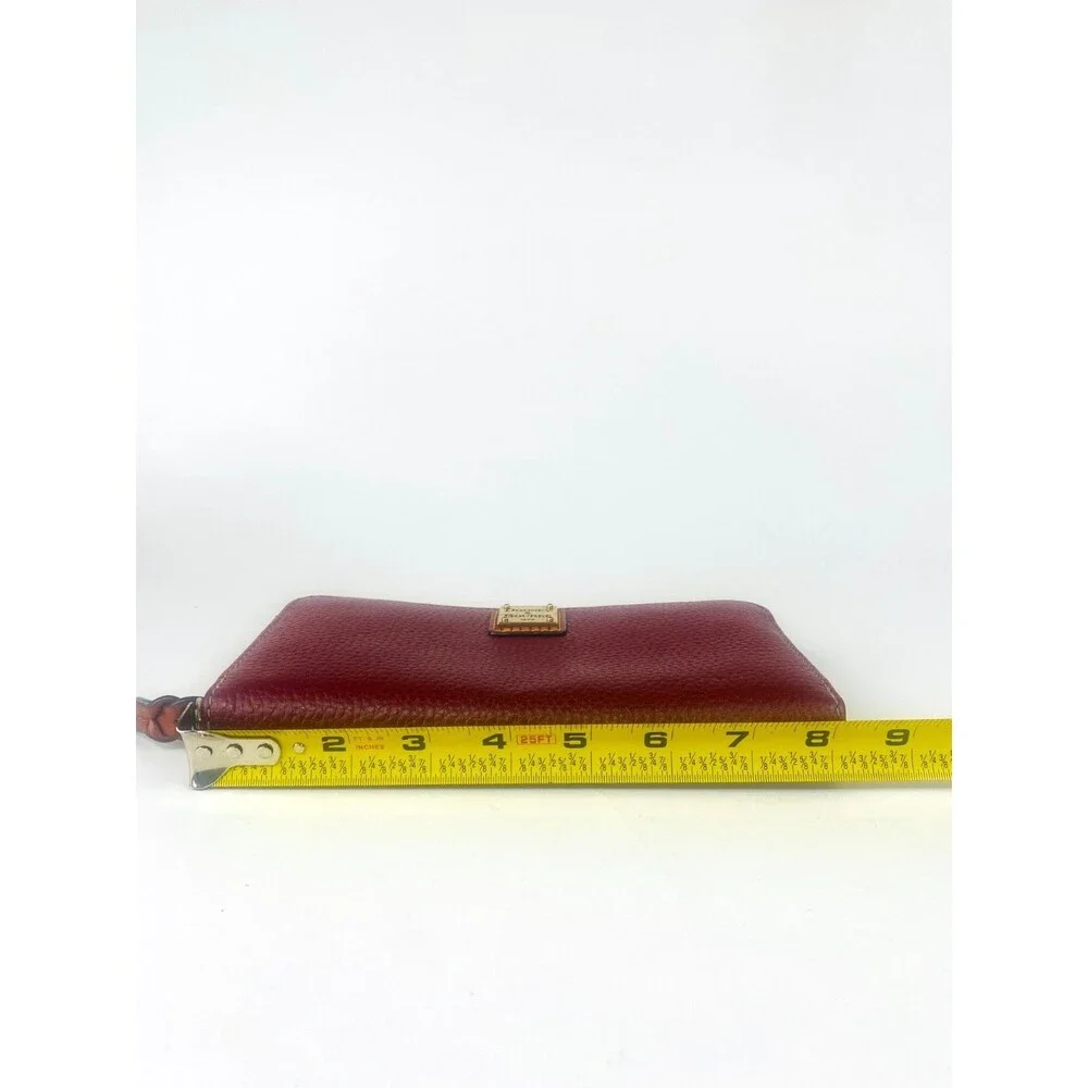 Dooney & Bourke Pebble Grain Large Zip Around Wallet Wristlet Burgundy Red